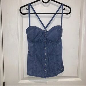Guess Blue Denim Bustier Tank Top